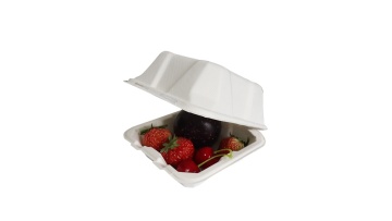 Food Tray 6x6 inch clamshell Biodegradable Bagasse Disposable Brown Custom Style Packaging Pulp Color Kraft Accept1