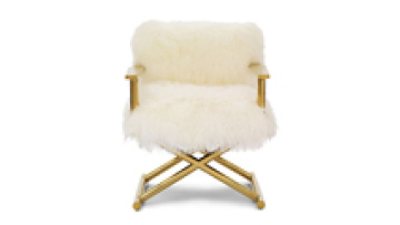 Modern Style Luxurious White Wool Golden Legs Italian Design Chair1