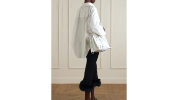Bright White Pleated Leather Biker Bag