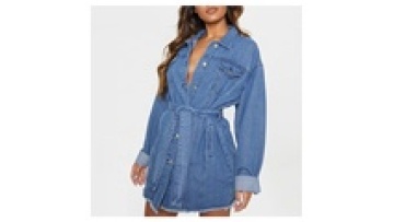 Hot sale low price custom denim blue elegant casual dress for lady1