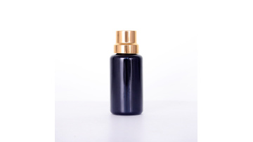 Black Round Glass Bottle With Golden Screw Caps