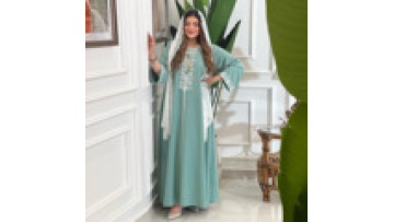 2023 New Style Jilbab Floral Embroidery Solid Color Islamic Women Long Khimar Prayer Hijab Abaya Dress Wholesale Maxi1