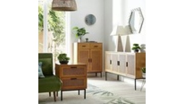 New fashion natural  wholesale door side modern designs  nordic style  storage  solid wood rattan  kitchen  living room cabinet1