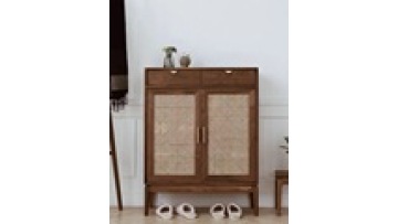 Cheap wholesale nordic style modern designs natural  sideboard display storage rattan  wood kitchen living room cabinet1