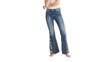 New Fashion Design Custom Skinny Bell-Bottom Denim Jeans With Embroidery For Woman1