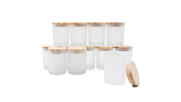 Wholesale Glass Candle Jars with Airtight Bamboo Wood Metal Lids Customize Logo Empty Candle Jars for Making Candles1