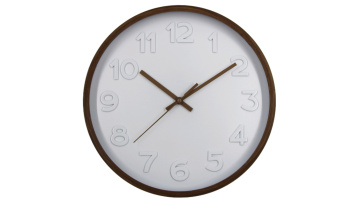 Organic Precision Timekeeper: Raised Arabic Glow + Dark Bronze Hands on Wood-Textured Canvas