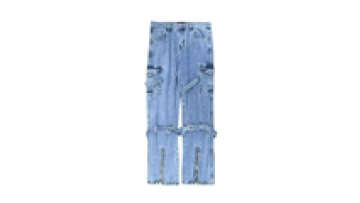 Latest Design Street Wear Fashion Cargo Screen Print Loose Fit Jeans Pants Men1
