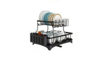 2-Tier Multifunctional Dish Drying Rack Detachable & Expandable Metal Kitchen Storage Organizer with Drain Tray & Hooks1