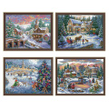 Winter Snow Scene Christmas Series Cross Stitch 11CT 14CT Cross Stitch Kit Embroidery Needlework DIY Christmas Decoration Gift