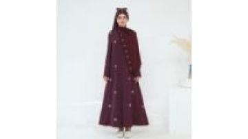 Abaya Manufacturer Women Modest Abaya Dubai Islamic Womens Clothing Flower Embroidery Muslim Cardigan Abaya Hijab 2 Piece Set1