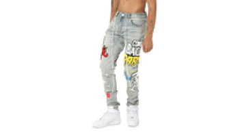 New Men's Jeans Street Style Printed Denim Straight Tube Ripped Jeans For Men1