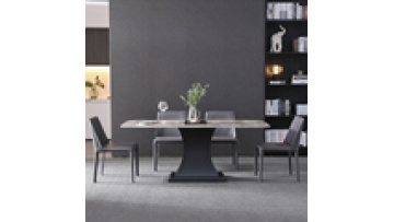 Modern luxury simple marble table carbon steel base home furniture set1