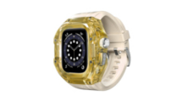 Factory Wholesale Semi-Transparent Gold Apple Watch Ultra 1/2 49mm Case with Silicone Strap1