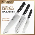 XINZUO 3 PCS Kitchen Knives Sets High Quality DIN 1.4116 Stainless Steel Pro Chef Santoku Cleaver Utility Knife Ebony Handle