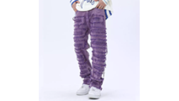 High Quality Custom Street Fashion Pants Stacked Ripped Men Distressed Denim Jeans1