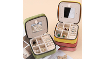 Custom Logo Portable Square Jewelry zipper Box Velvet Earrings Necklace Pendant Ring Jewelry Box Jewelry Storage Box with mirror1