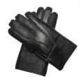 New Men Winter Warm Genuine Sheep Gloves For Thermal Goat Fur Cashmere 100% Real Leather Snow Gloves Manual Mittens Black