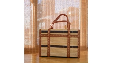 Vintage Handwoven Bamboo Gift Basket with Handle