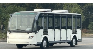 The video shows our new 19-seat electric bus retrofitted with air conditioning and leather seats.