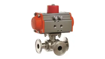 Food Grade Sanitary Tri Clamp 3 Way Stainless Steel 304 316 Pneumatic Actuator Ball Valve1