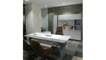 Factory Wholesale Modern White Grey Office Furniture Computer Table L Shaped Power Socket Executive Desk1