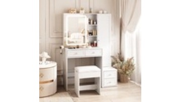 customization Bedroom Furniture White Led Light Storage Optional Dresser Dressing Vanity Makeup  Table With LED1