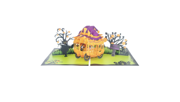 Halloween pop up card with pumpkin carriage