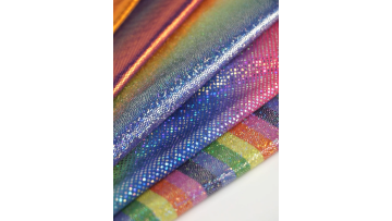 Iridescent Rainbow Metallic Foil Print Lame Glitter Shiny Mystique Spandex hologram Fabric For Swim Wedding Garment1