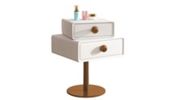 Modern Minimalist Wooden White Nightstand with Rotating Drawers1