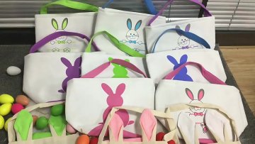 New arrival small colorful decor caddy gift bag plain sublimationeaster basket easter bunny bag1