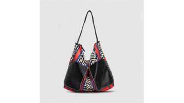Scarf Print Patchwork Large Capacity Shoulder Bag