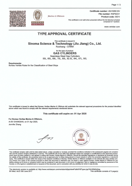 BV CERTIFICATE