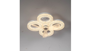 Modern Crystal Flush Mount Ceiling Fan with Quiet Dimmable LED Light