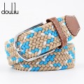 Men Women Casual Knitted Pin Buckle Belt Woven Canvas Elastic Expandable Braided Stretch Jeans Belts 2020 Fashion Lengthen Strap