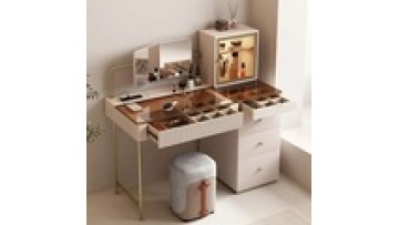 modern style  Led Light Bedroom Furniture White Color Optional Storage Dresser Makeup Vanity Dressing Table With LED1