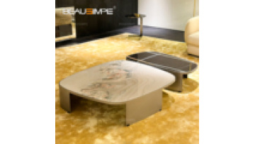 Minimalist modern style marble tea table side table set luxury villa hotel home living room furniture specialshaped coffee table1