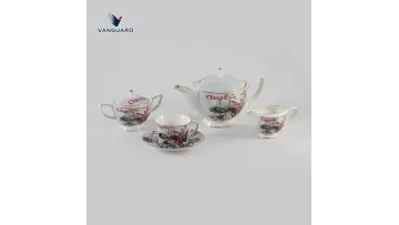 Vanguard 5-Piece Porcelain Tea Cup Set Ceramic Tea Set with Sugar Bowl1