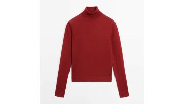 Women's wool blended high neck knitted sweater