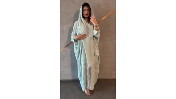 Modest Chiffon Printed Open Abaya (1)