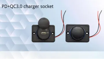 2V USB Outlet Qidoe USB C Car Charger Socket Dual 12V USB-C Pd 20W & 18W QC3.0 USB Car Port with Voltmeter Button Switch Lengthened Waterproof USB Outlet for Ca1