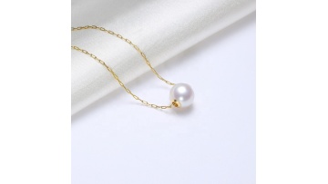 wholesale fashion custom women pendant 18k gold jewelry real freshwater pearl necklace1