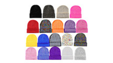 RW Unisex Shiny Bling Rhinestone Cuffed Beanie Hat1