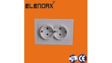 Wall Socket 2 Gang Grounded F1000 Series 16A White Elendax1
