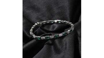 Men's High Quality Emerald Green Tennis Bracelet with Brass Plated Zircon Chain1