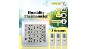 LCD Digital Wireless Thermometer Hygrometer with Four-Channel Indoor/Outdoor Temperature and Humidity Monitoring1