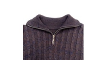 Men's Cable Knit Sweater with Turn-Down Collar1