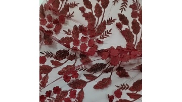 multi-colored 3d flowers fabric wine red multi-colored 3d flowers fabric laser cut irregular sequins fabric1