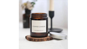 Simple Style High Quality Empty 100ml 250ml 8oz Amber Candle Glass Jars with Silver Golden Black Aluminum Lids1
