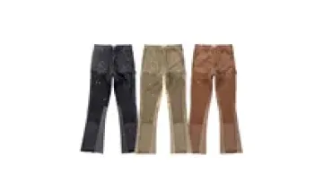 High Quality Custom Vintage Men's Stacked Jeans Distressed Hem Paint Splatter Denim Jeans Pants1